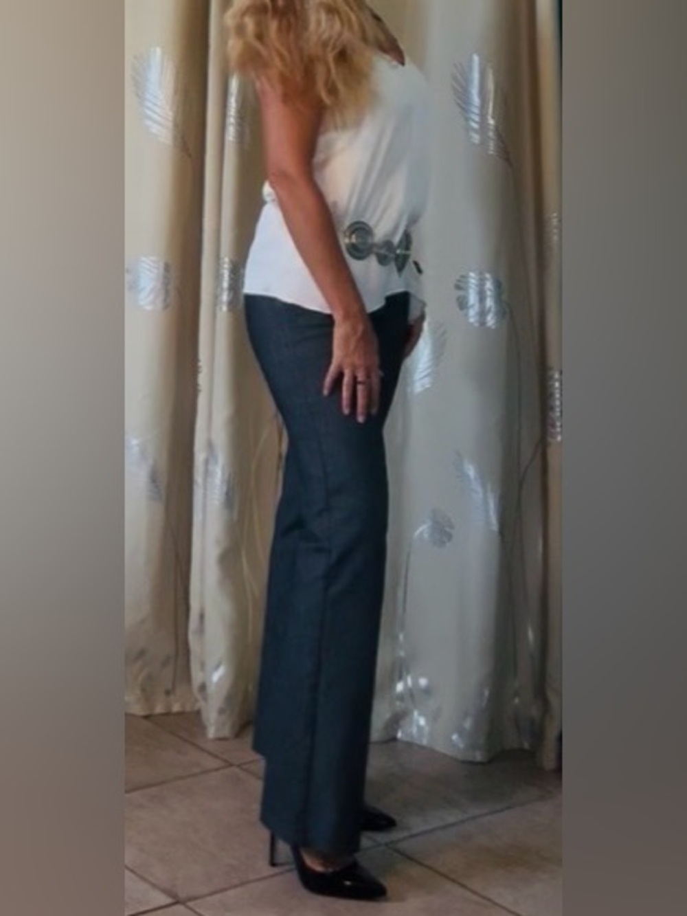 Lulu's Cream V-Neck Asymmetrical Draped Cami - Picture 7 of 10